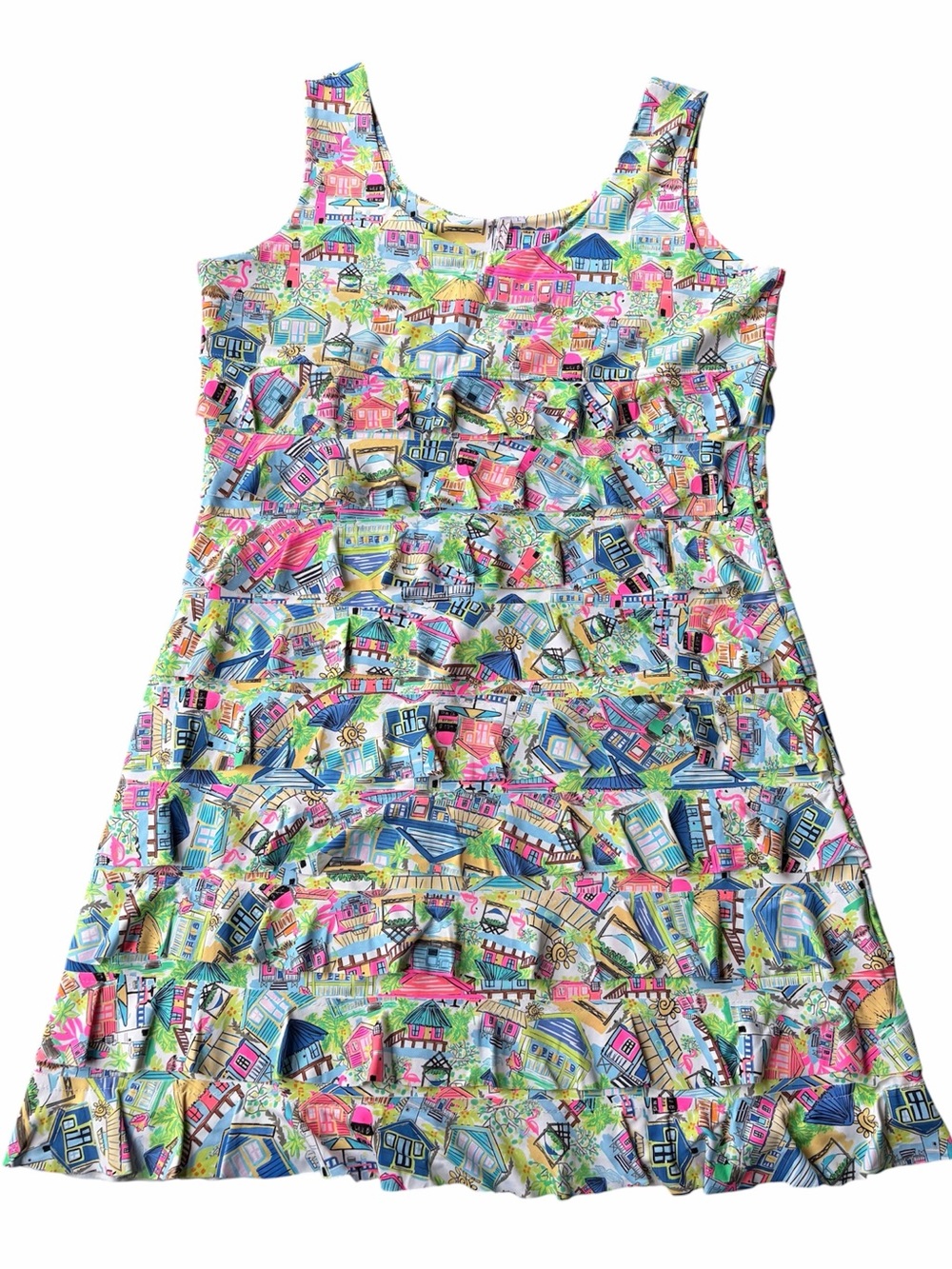 Lulu-B | Tiki Escape Ruffle Tiered Tank Dress